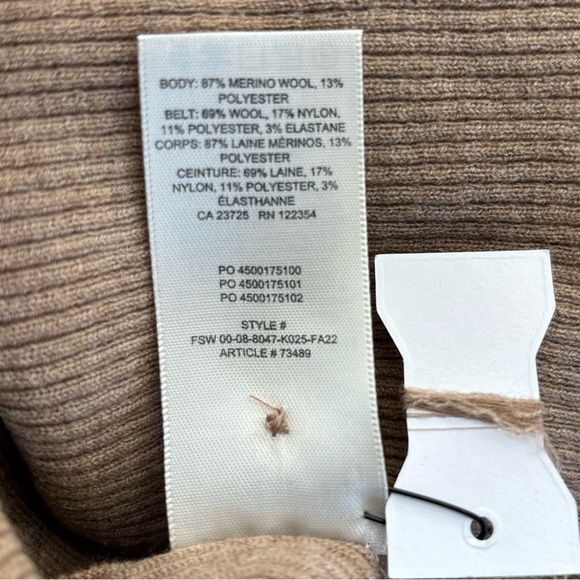 Aritzia Babaton Dress Womens Small Henley Sweater Merino Wool Belt MInimalist - Picture 5 of 6